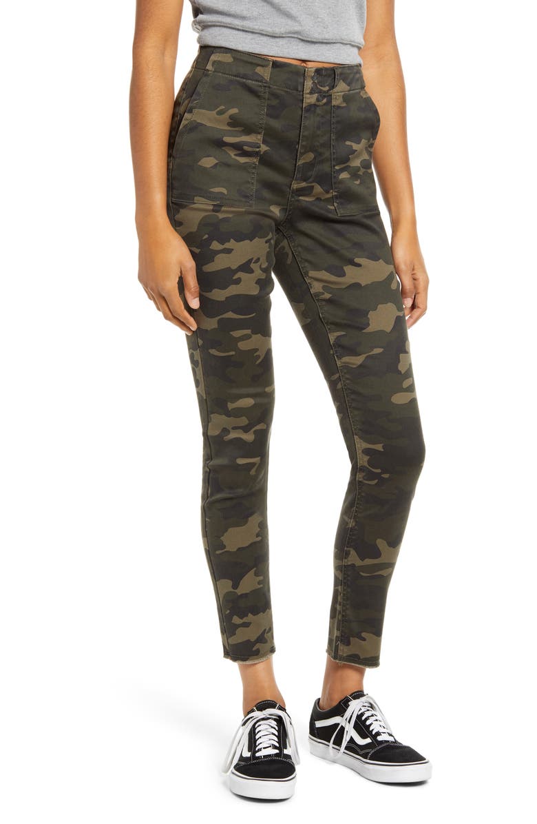 Love, Fire Camo Print Skinny Utility Pants, Main, color, 