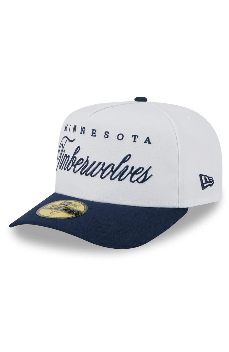 New Era Men's New Era White/Navy Minnesota Timberwolves 2025 NBA Draft A-Frame 59FIFTY Fitted Hat, Alternate, color, White