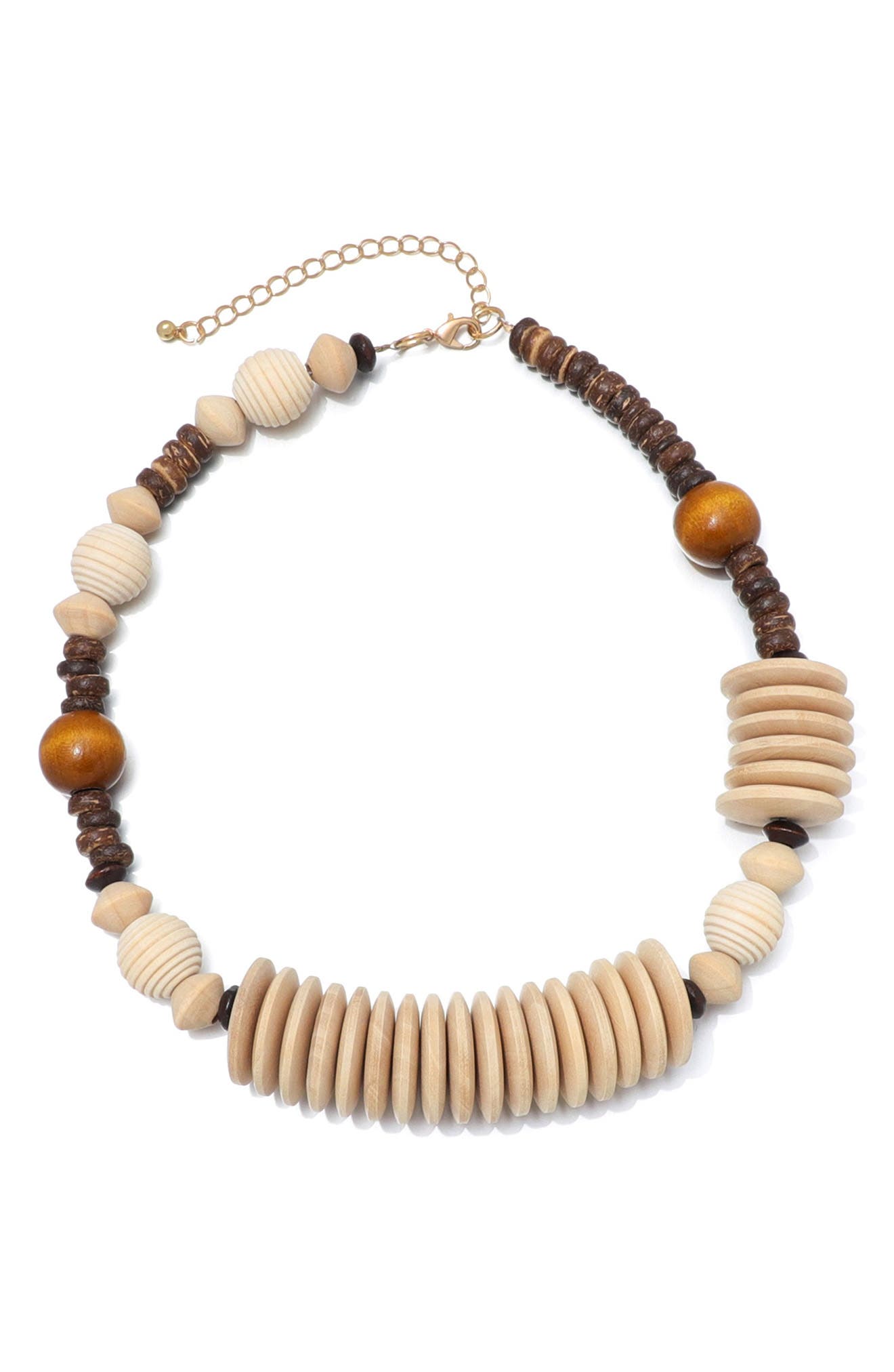 Adornia Mixed Wooden Bead Necklace