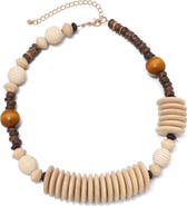 Adornia Mixed Wooden Bead Necklace