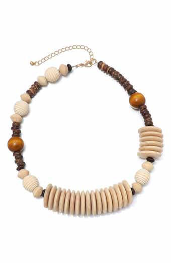 Adornia Mixed Wooden Bead Necklace