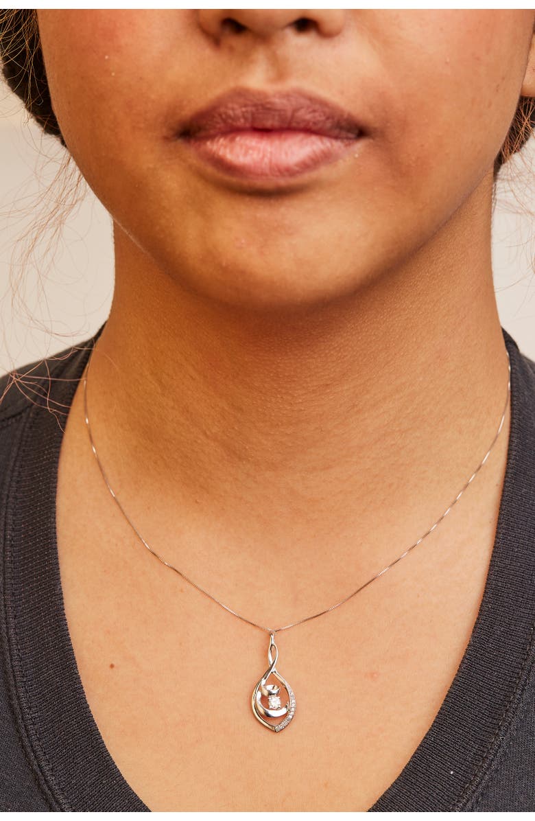 Haus of Brilliance 10K White Gold 1/4 Cttw Round Diamond Spiral Link 18" Pendant Necklace, Alternate, color, White