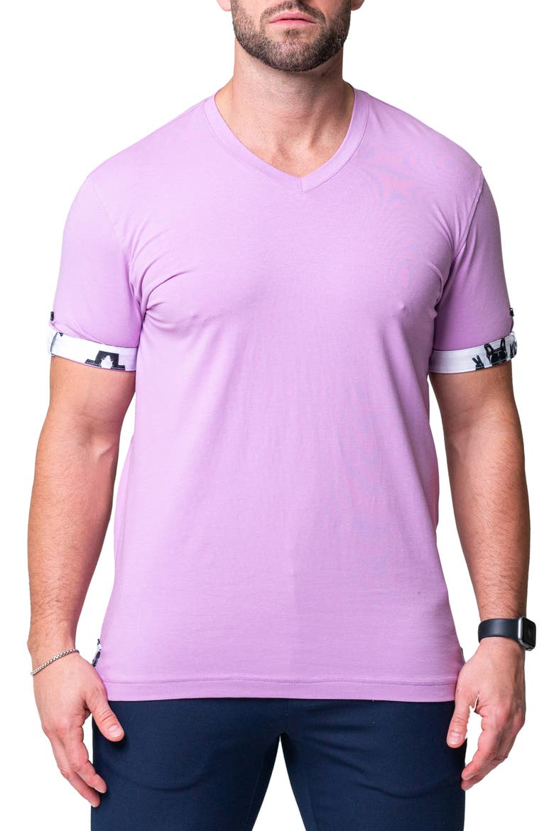 Vivaldi Solid Peace Purple V-Neck T-Shirt, Main, color, PURPLE
