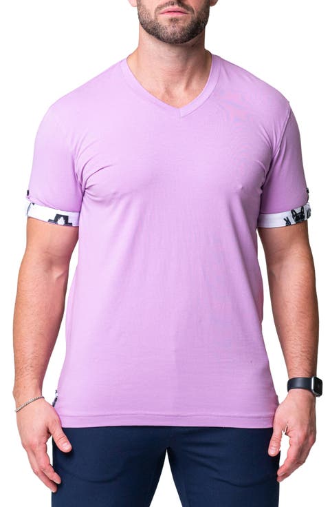 Vivaldi Solid Peace Purple V-Neck T-Shirt
