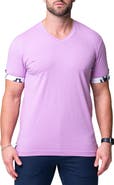 Maceoo Vivaldi Solid Peace Purple V-Neck T-Shirt