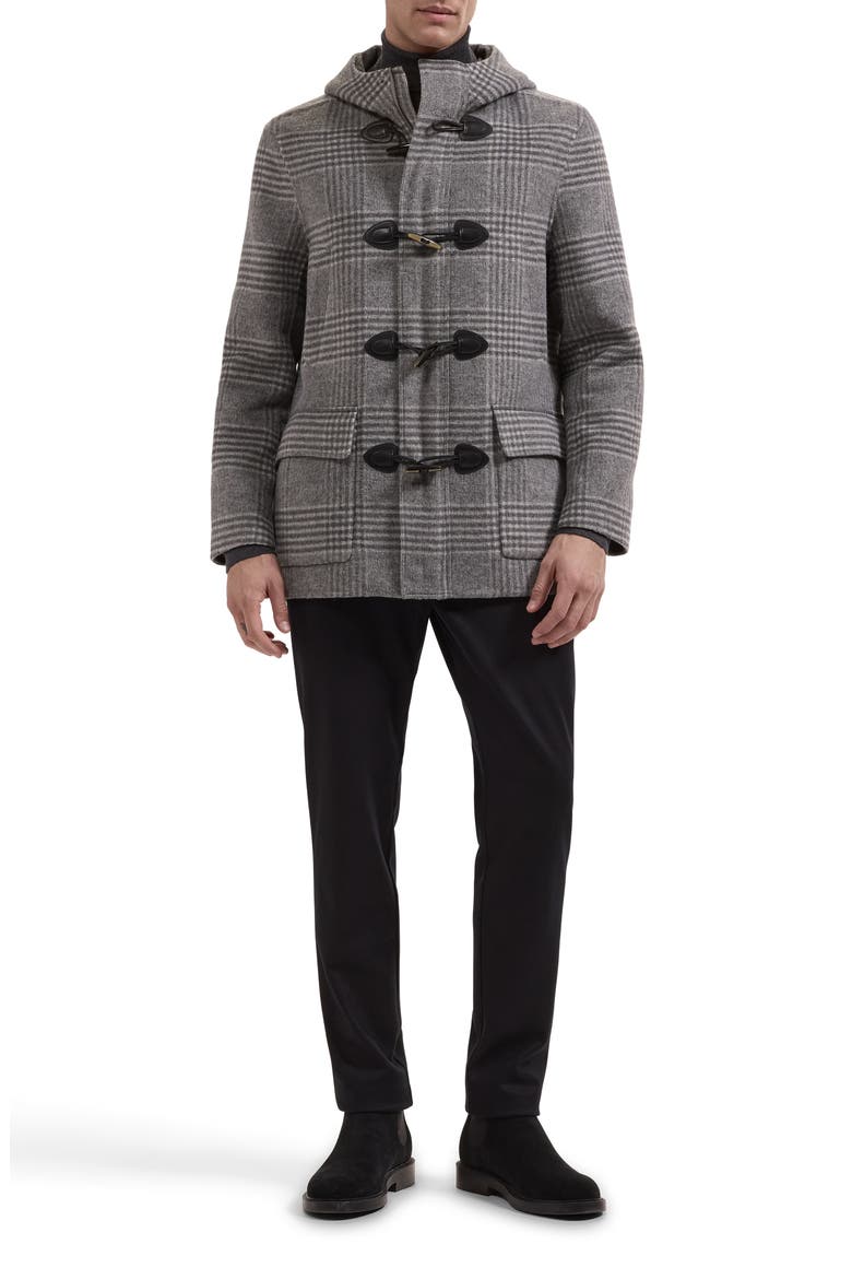 Wool Blend Hooded Toggle Coat, Alternate, color, ANTHRACITE