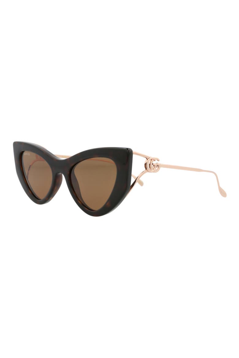 52mm Cat Eye Sunglasses, Alternate, color, HAVANA GOLD BROWN