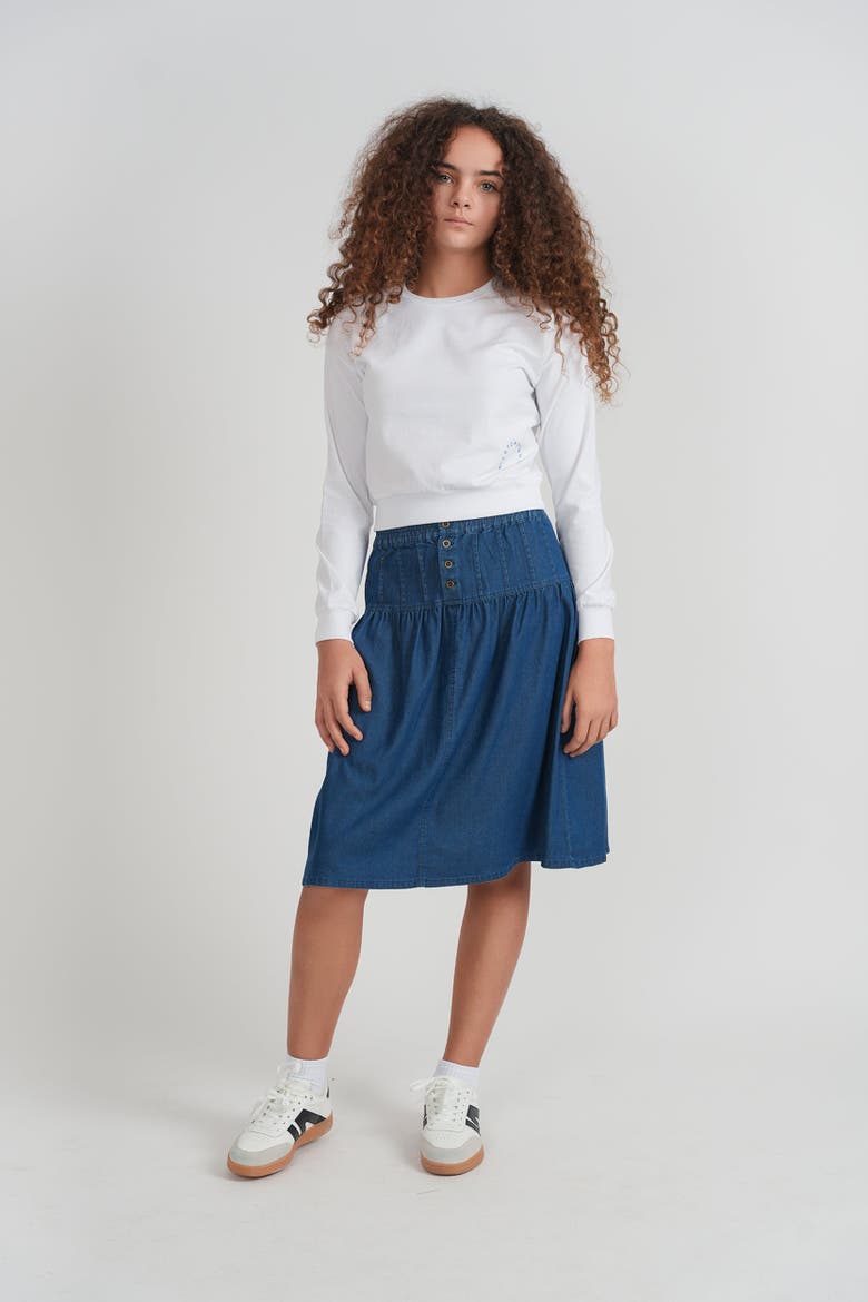 Girls Cotton-Spandex Long Sleeve Crop Top, Alternate, color, Apricot