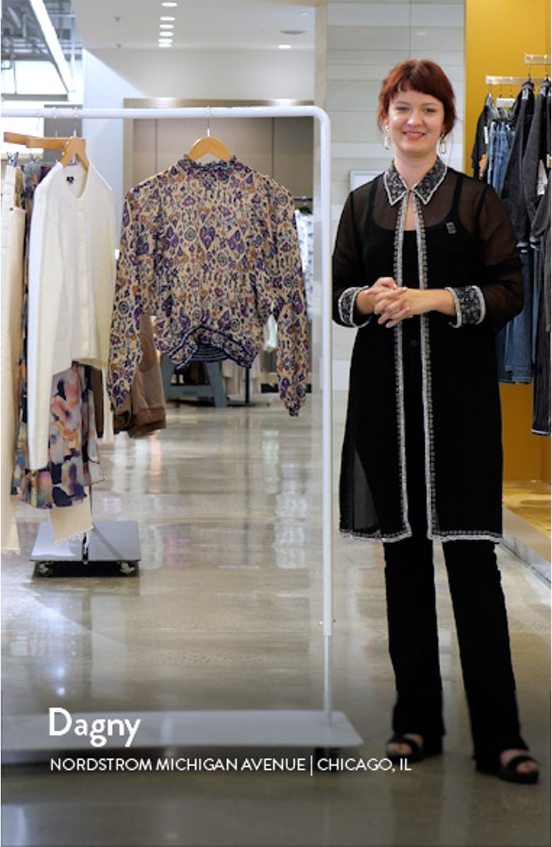 Duchess Ikat Print Smocked Waist Blouson Top, sales video thumbnail