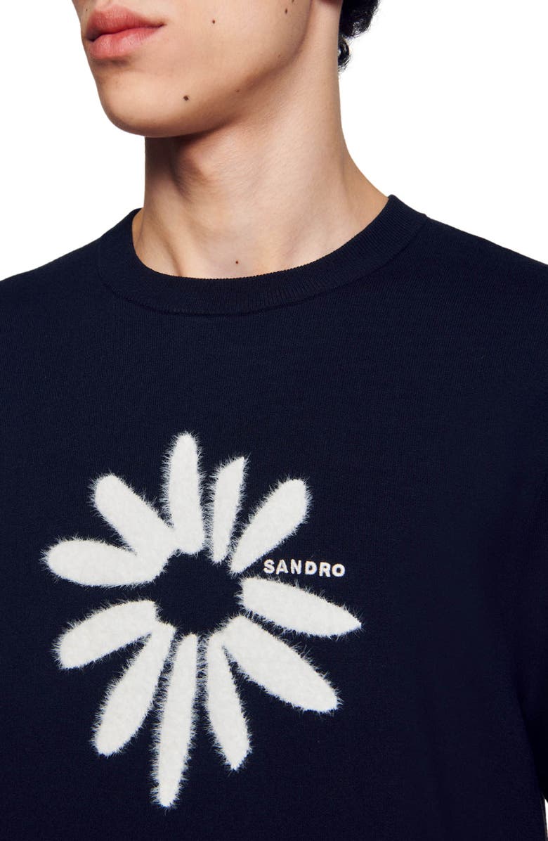 SANDRO Fuzzy Flower Sweater, Alternate, color, 