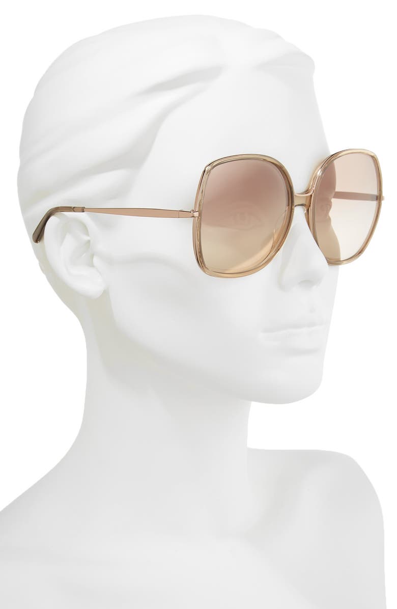 Chloé 62mm Oversized Gradient Lens Square Sunglasses, Alternate, color, 