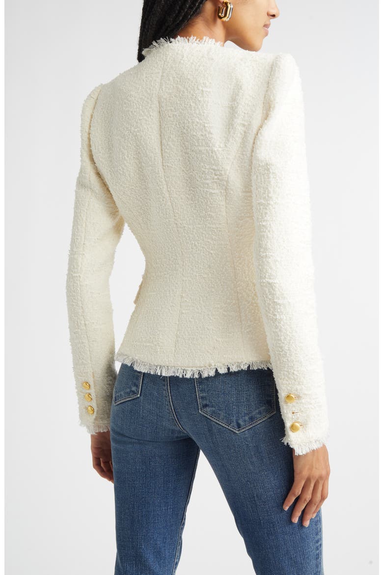 Nerina Fringe Bouclé Jacket, Alternate, color, IVORY