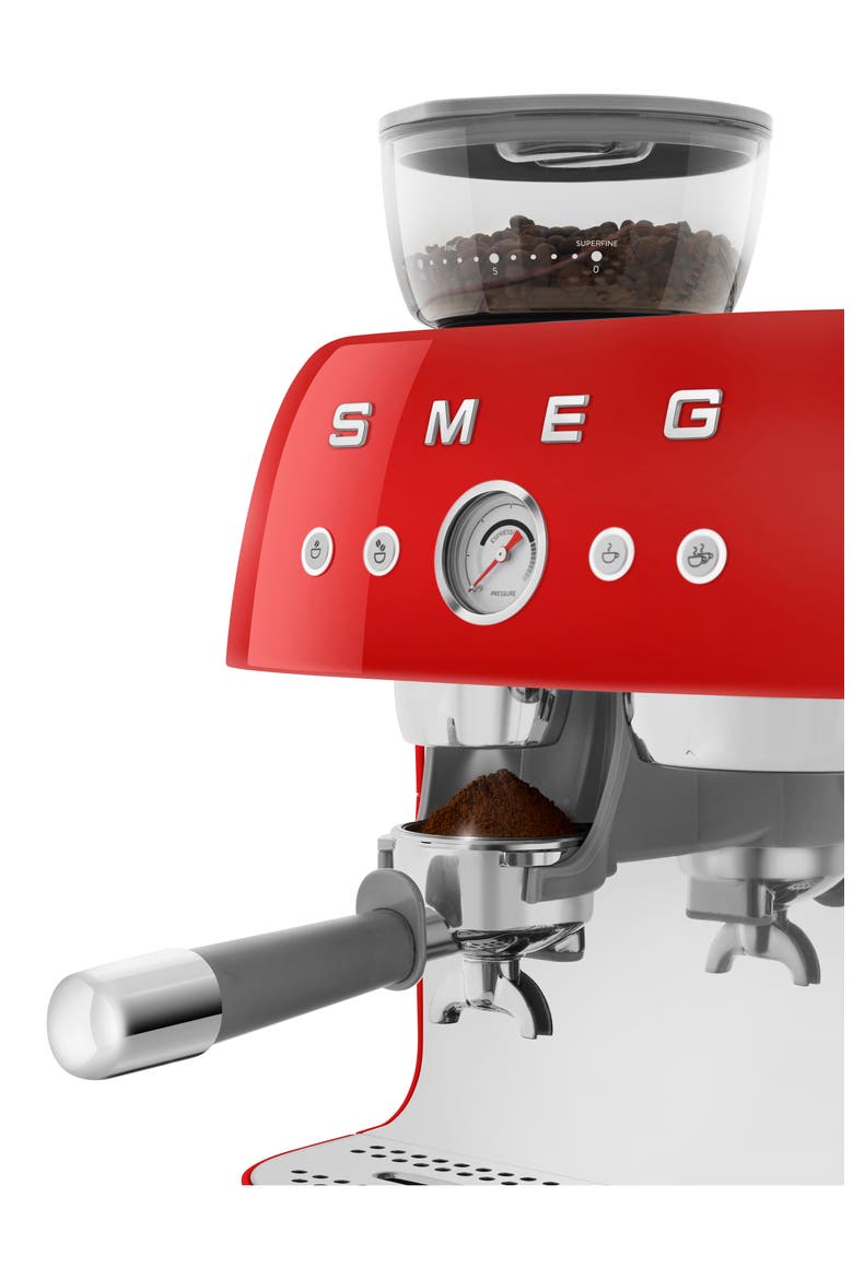 Espresso Machine with Coffee Grinder, Alternate, color, RED