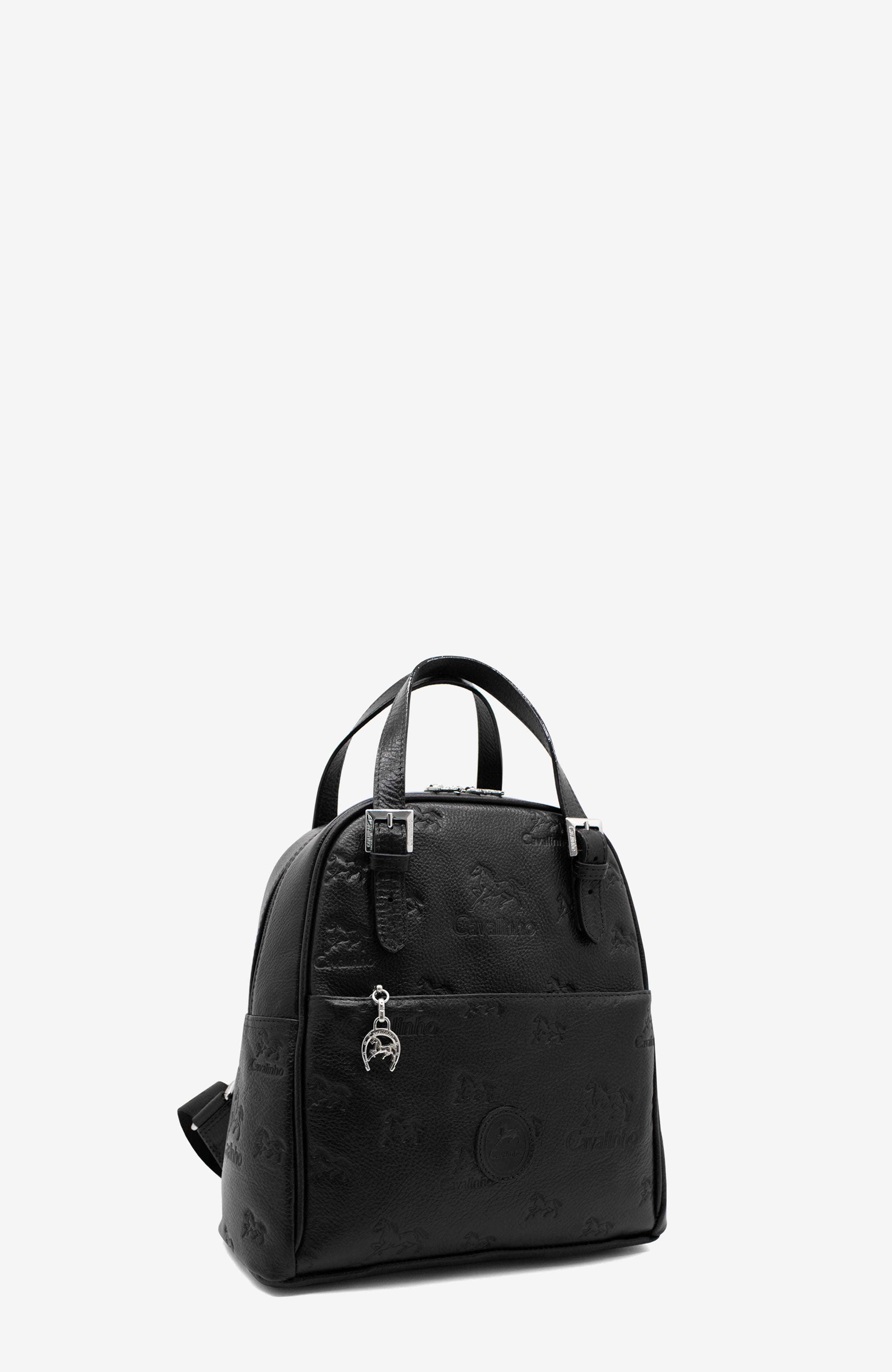 Cavalo Lusitano 548 Embossed Leather Backpack, Alternate, color, Black