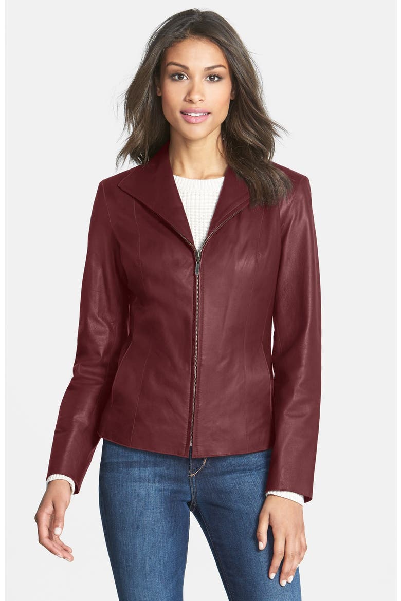 Lambskin Leather Scuba Jacket, Main, color, DEEP BERRY
