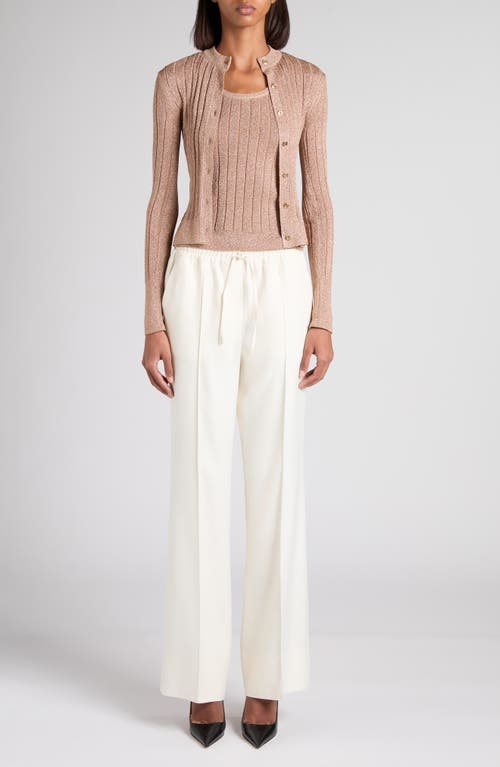 Tom Ford Metallic Rib Cardigan In Pink