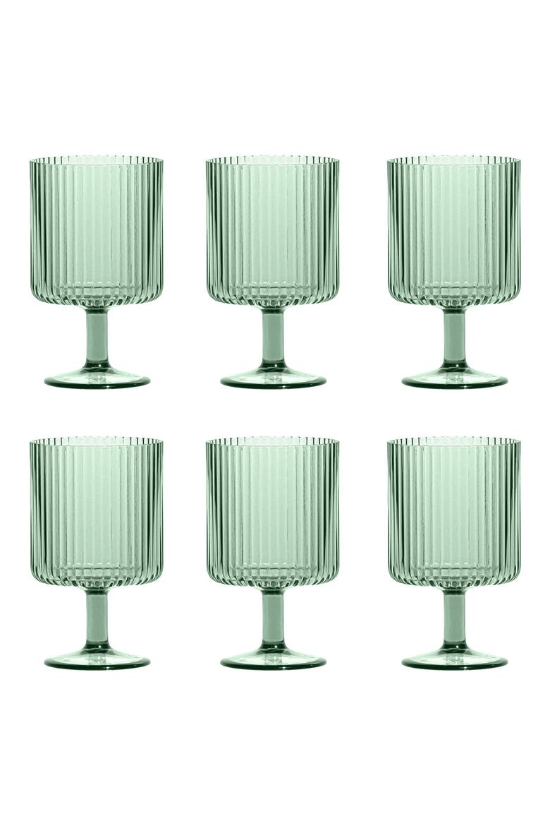 Set of 6 Shatterproof Mesa Stacking Goblets, Main, color, GREEN