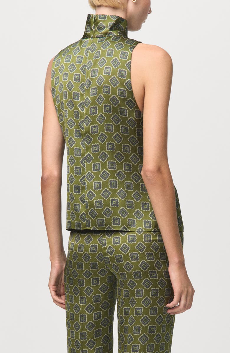 MANGO Geometric Print Sleeveless Turtleneck Top, Alternate, color, Green