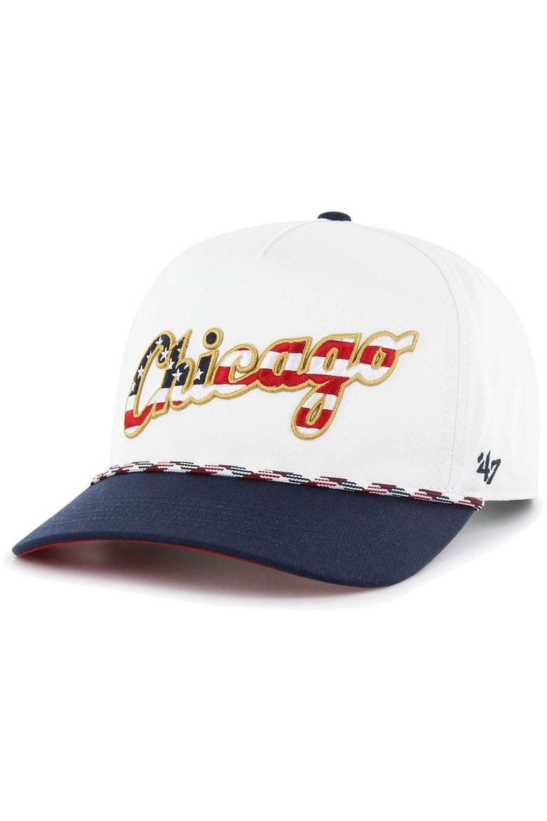 Men's '47 White Chicago White Sox Flag Script Hitch Snapback Hat, Main, color, White