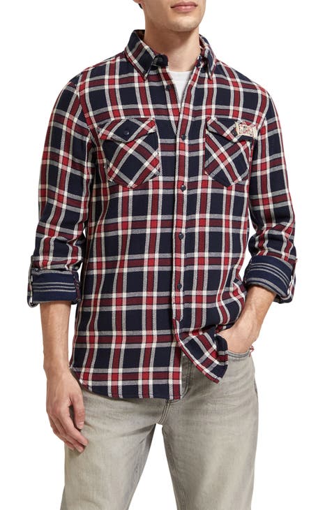 Check Double Face Twill Button-Down Shirt