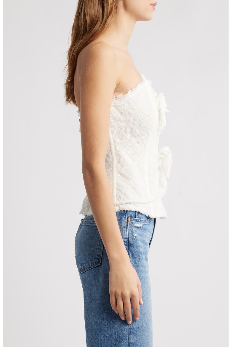 Namid Floral Appliqué One-Shoulder Linen Blend Top, Alternate, color, WHITE
