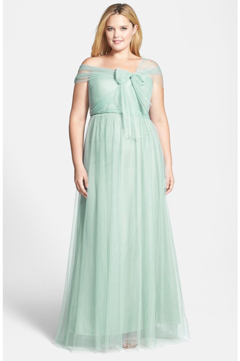 Annabelle Convertible Tulle Column Dress, Alternate, color, SEA GLASS
