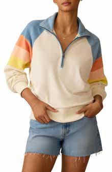 Faherty Cabana Colorblock Terry Cloth Quarter Zip Pullover