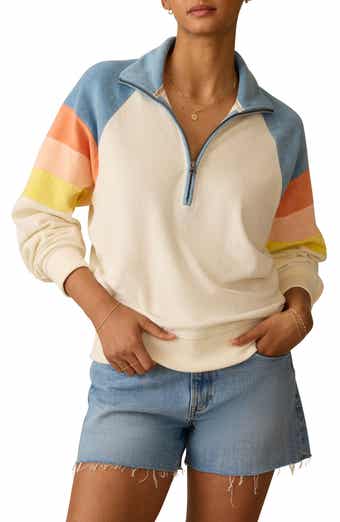 Faherty Cabana Colorblock Terry Cloth Quarter Zip Pullover