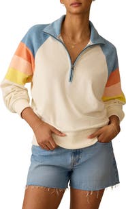 Faherty Cabana Colorblock Terry Cloth Quarter Zip Pullover