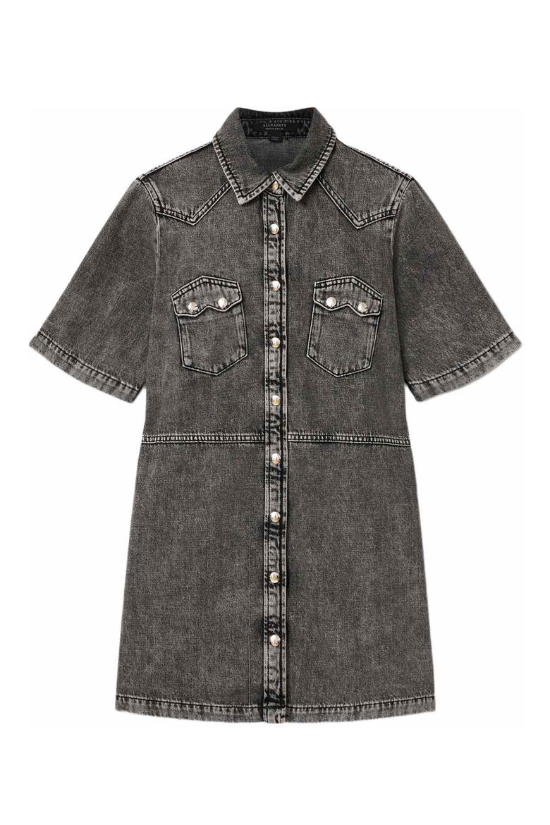 Rock Short Sleeve Denim Shirtdress, Alternate, color, WASHED GREY