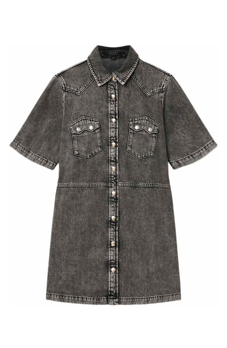 AllSaints Rock Short Sleeve Denim Shirtdress, Alternate, color, Washed Grey