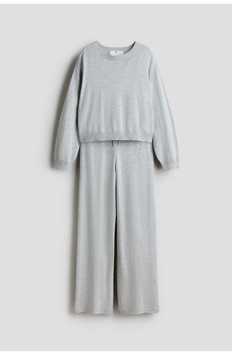 H&M 2-piece Fine-knit Set, Main, color, Light Gray