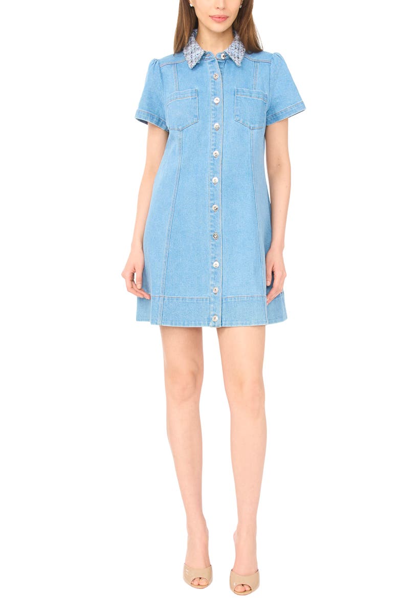 CeCe Denim Shirtdress, Main, color, Light Blue Wash