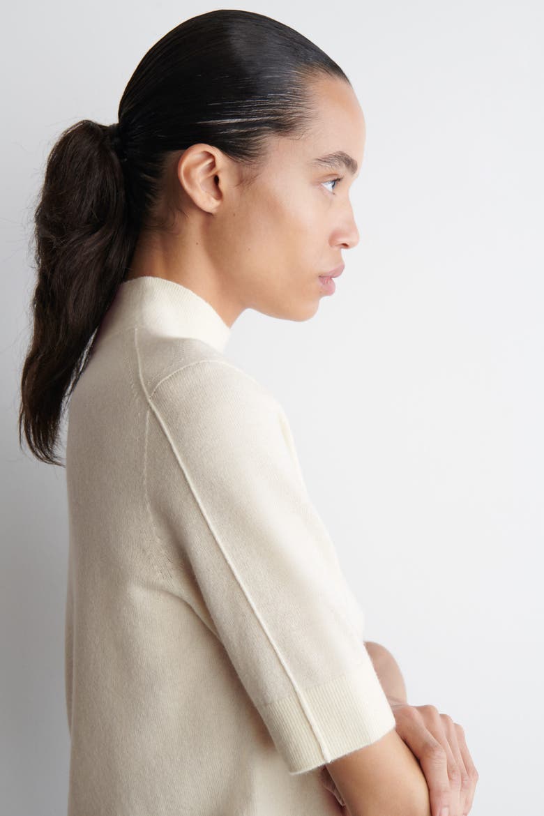 Cashmere Mock-Neck T-Shirt, Alternate, color, IVORY