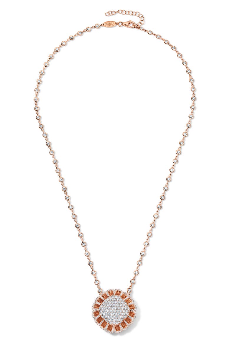 Floating All Diamond Pendant Necklace, Main, color, 18K ROSE GOLD