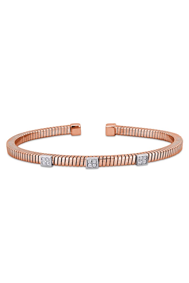 3/8 CTW Cubic Zirconia Station Bangle Bracelet, Main, color, Rose-Plated