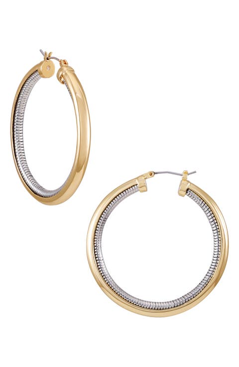 Two-Tone Hoop Earrings