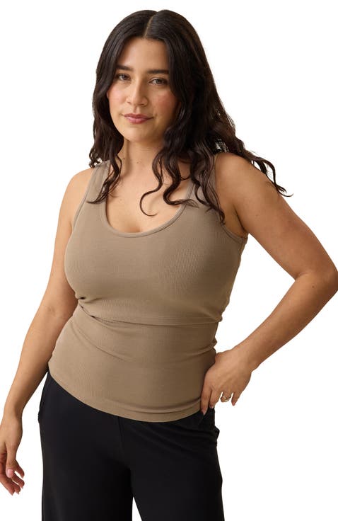 Maternity Ribbed Scoop Neck Nursing Tank