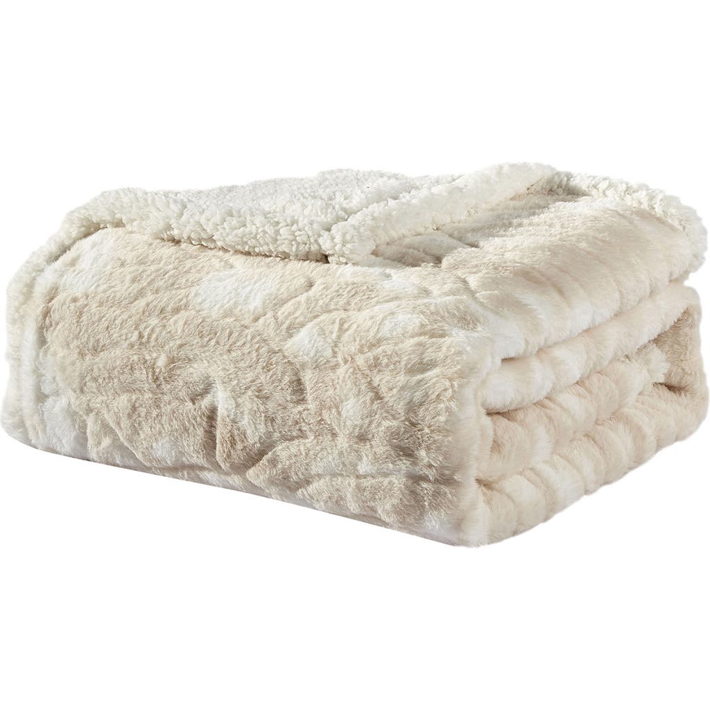 Luxury Home Alaska Microplush Faux Shearling Throw Blanket In Sand