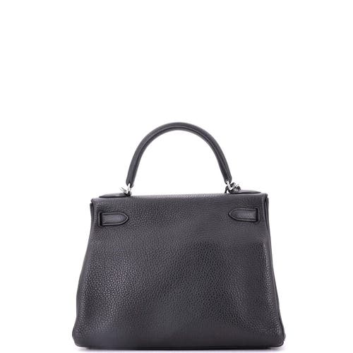 Pre-owned Hermes Hermes Kelly Handbag Grey Clemence With Palladium Hardware 28 In Black
