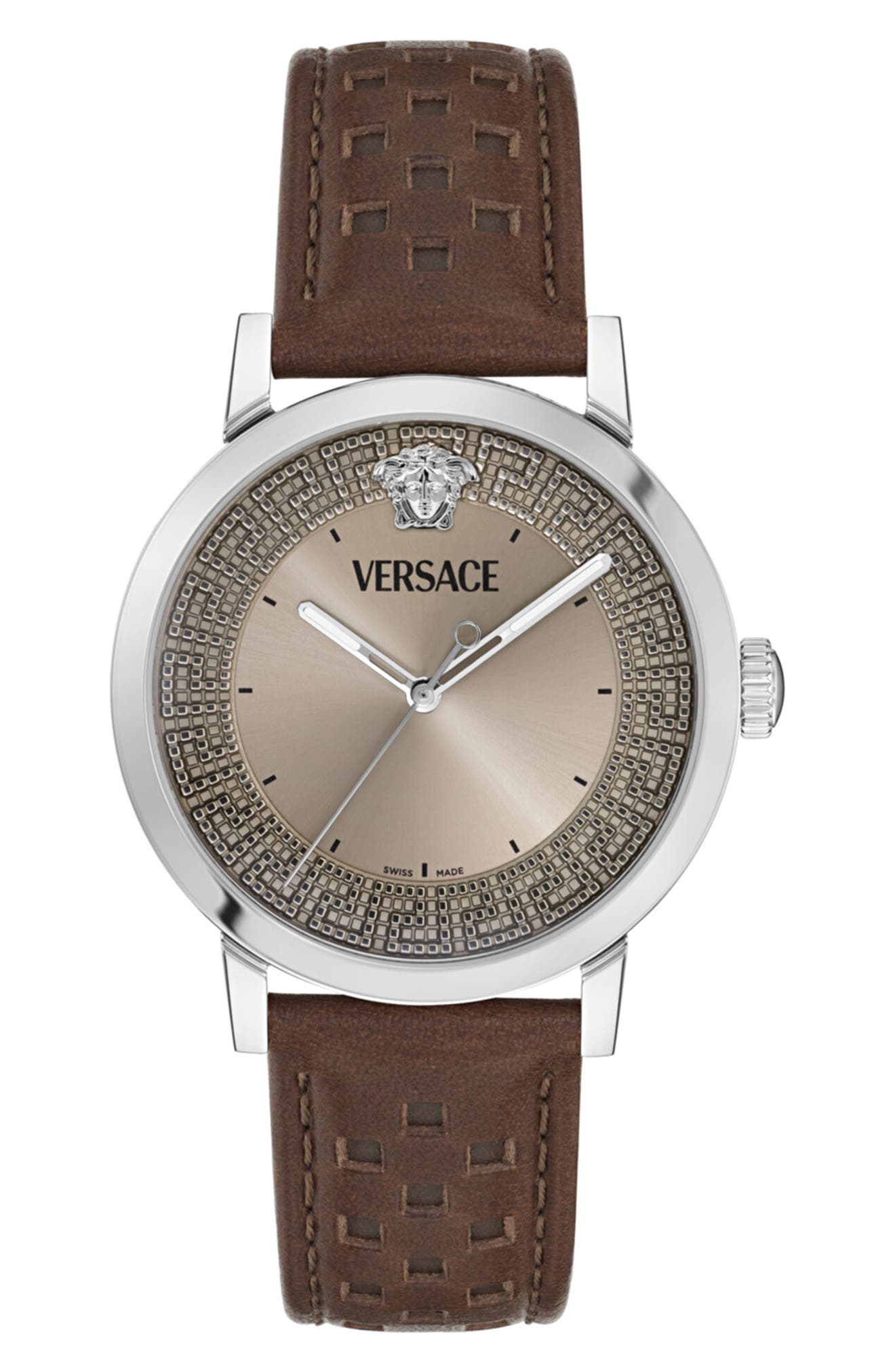 Albireo Sunray Dial Leather Strap Watch, 40mm