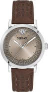 Versace Albireo Sunray Dial Leather Strap Watch, 40mm