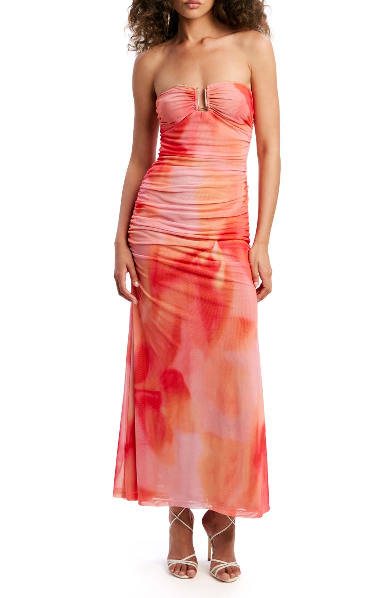 Bardot Stephanie Strapless Dress, Main, color, Pink Floral