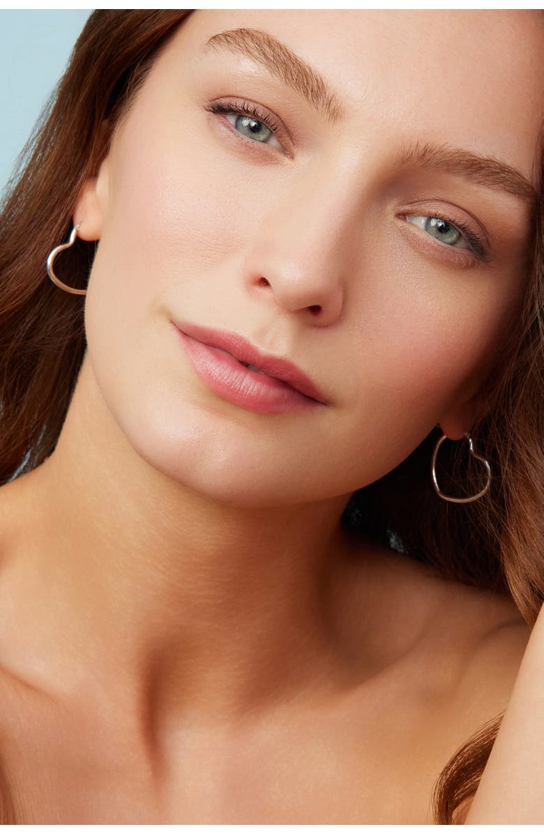 Oradina Sterling Silver Sweetheart Hoops, Alternate, color, Silver