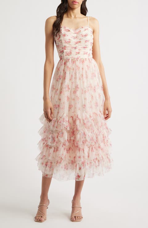 Irina Floral Ruffle Fit & Flare Midi Dress