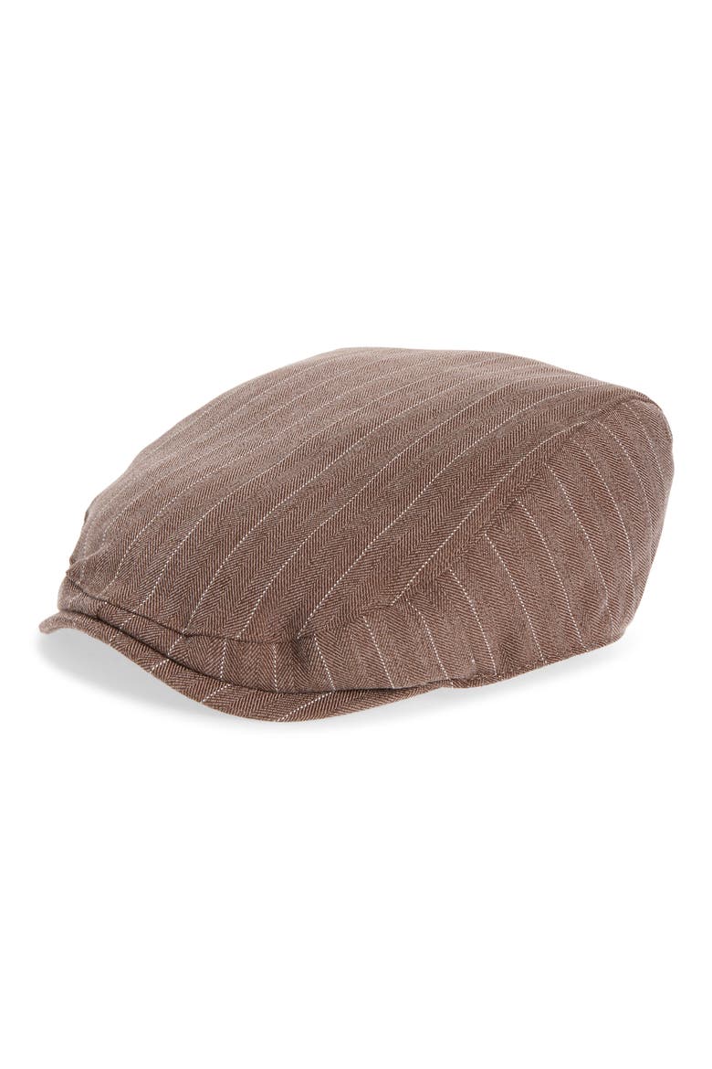 Pinstripe Driving Cap, Main, color, BROWN