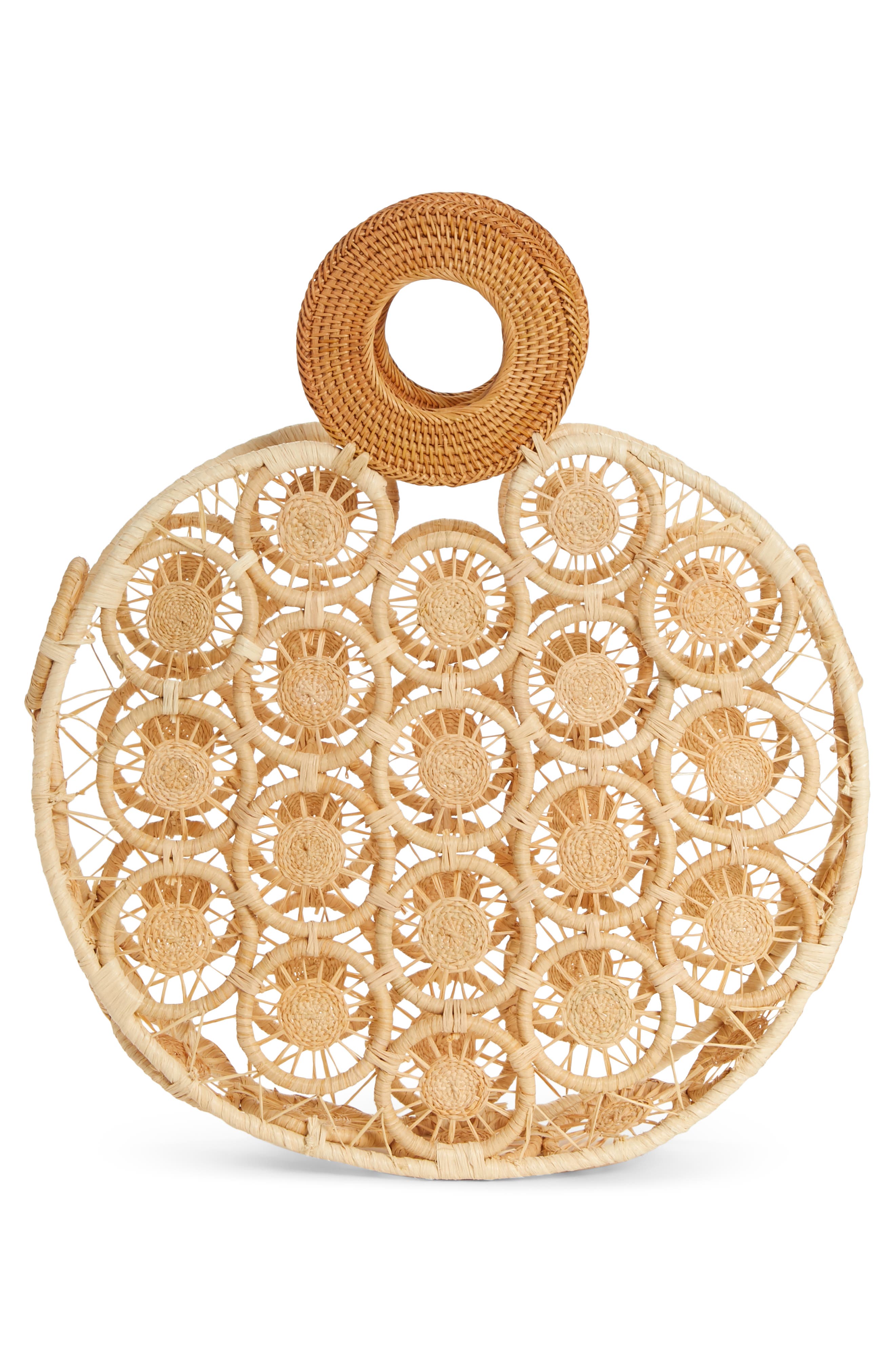 Cult Gaia Stella Round Straw Bag, Alternate, color, 