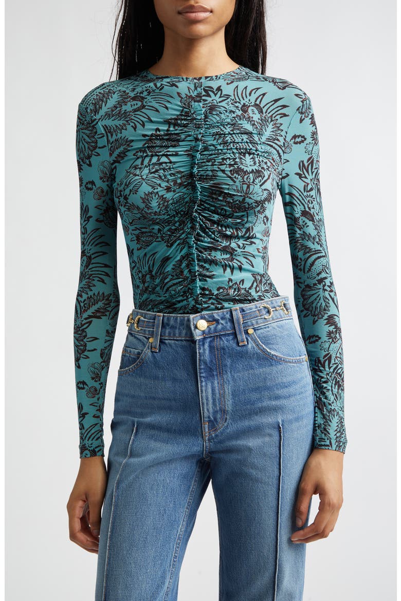 Asha Ruched Top, Main, color, OCEAN FLORA