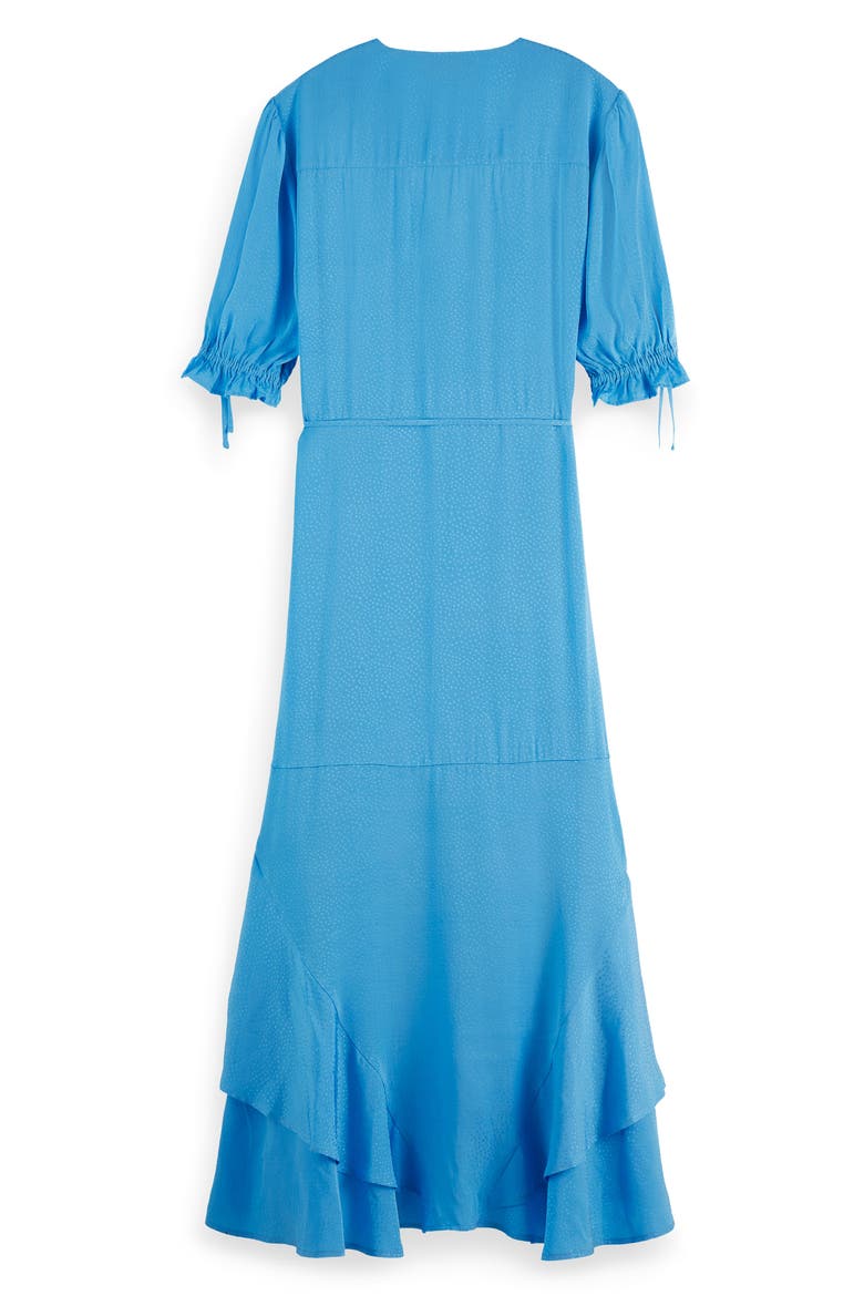 Wrap Midi Dress, Alternate, color, AQUA BLUE