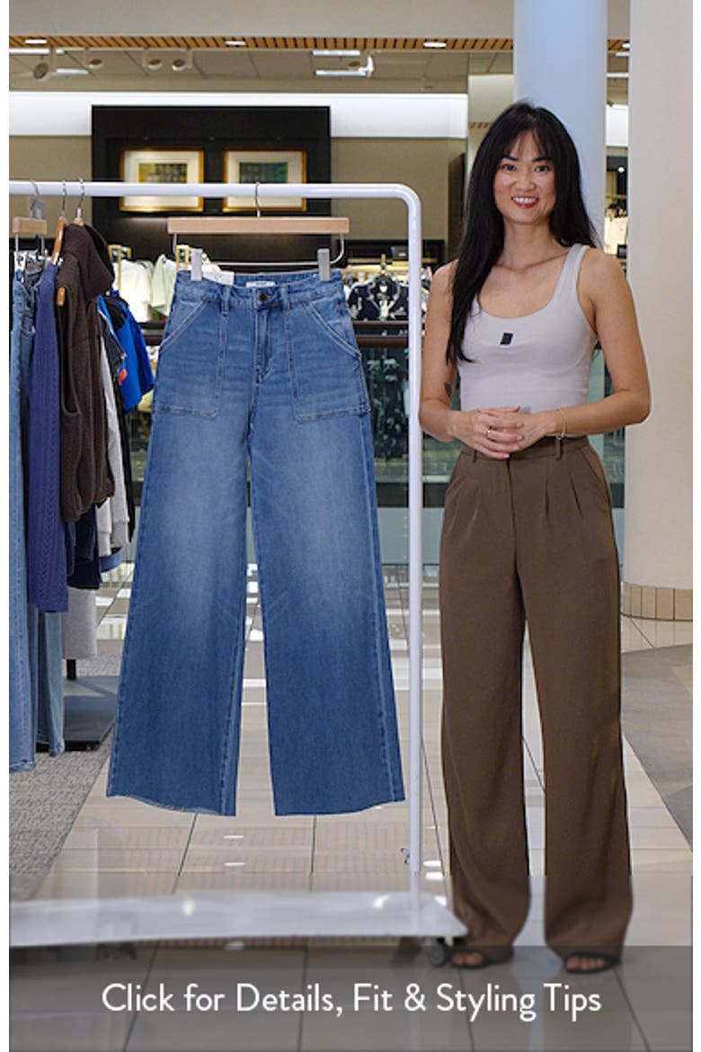 Raw Hem High Waist Super Wide Leg Utility Jeans video